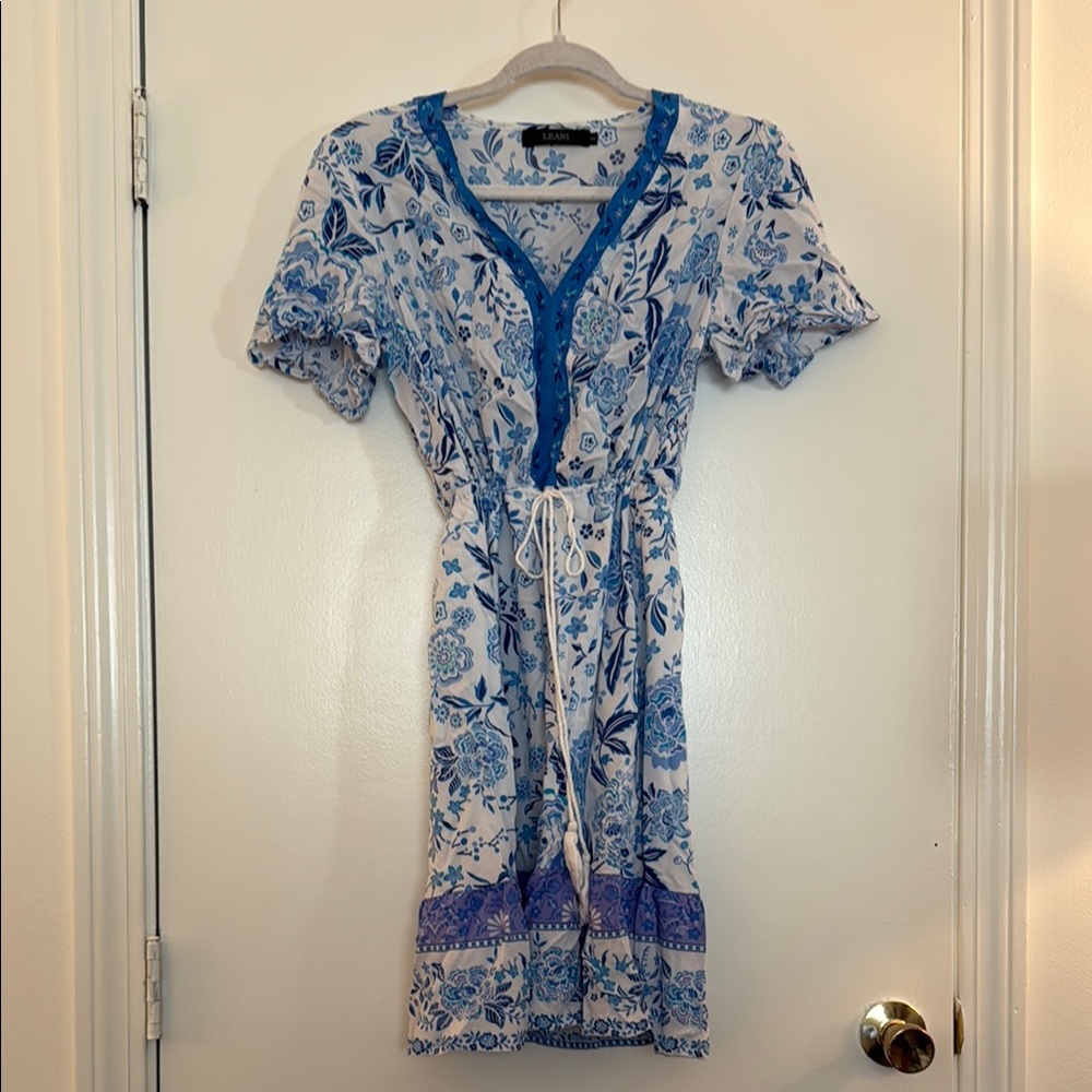 Boho Floral Blue and White Dress